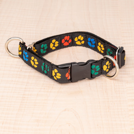 Limited Slip Collar - Paw Prints Black