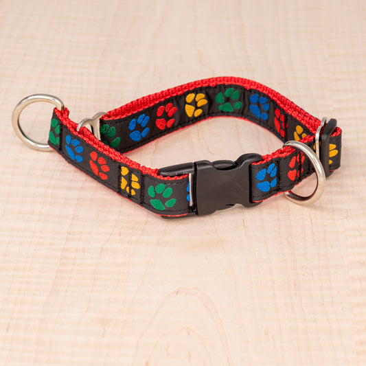 Limited Slip Collar - Paw Prints Red