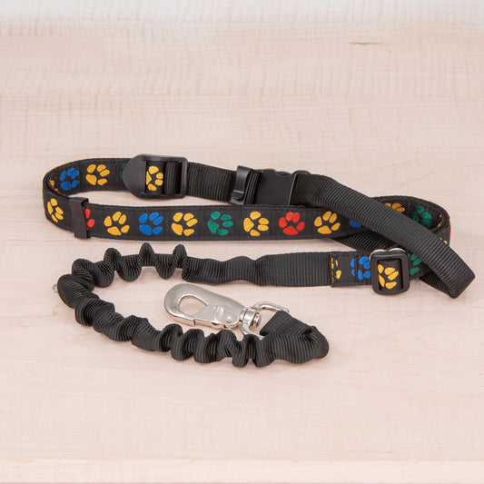 Super Bungee Leash - Paw Prints Black