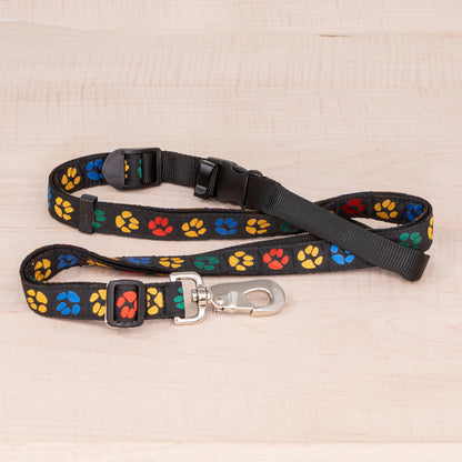 Sports Doggie Leash -  Paw Prints Black