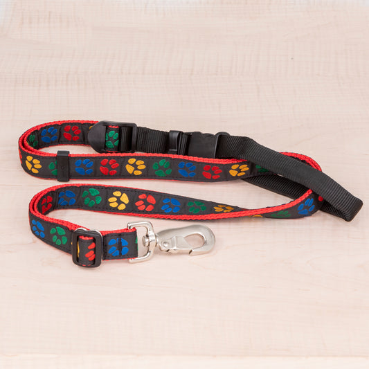 Sports Doggie Leash -  Paw Prints Red