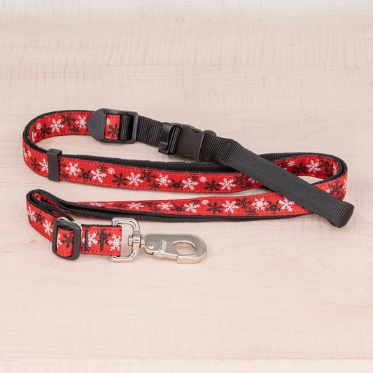 Sports Doggie Leash -  Snowflakes Red