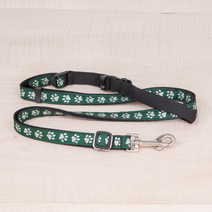 Sports Doggie Leash -  Reflective Paws Green